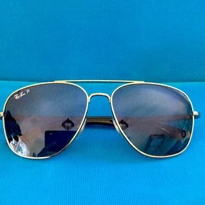 Ray-Ban gunmetal frames blue grey Aviator Sunglasses